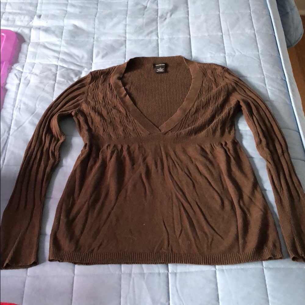 Brown deep v sweater